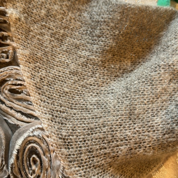 Art To Wear Taupe Mohair Italian Fiber Art Rosette Detail Knit Dress or Tunic XL - Picture 10 of 11